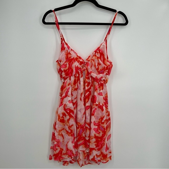 NWT Misa Los Angeles Indira Romper Maldive Marble Red White Floral Keyhole S - Picture 12 of 13
